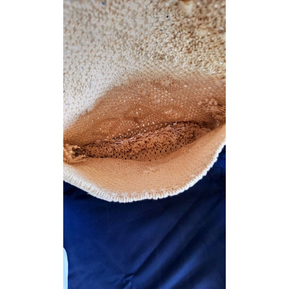 Vintage Retro Hippie Vibe Beige Macrame Shoulder Bag Purse Button Closure - Picture 7 of 8